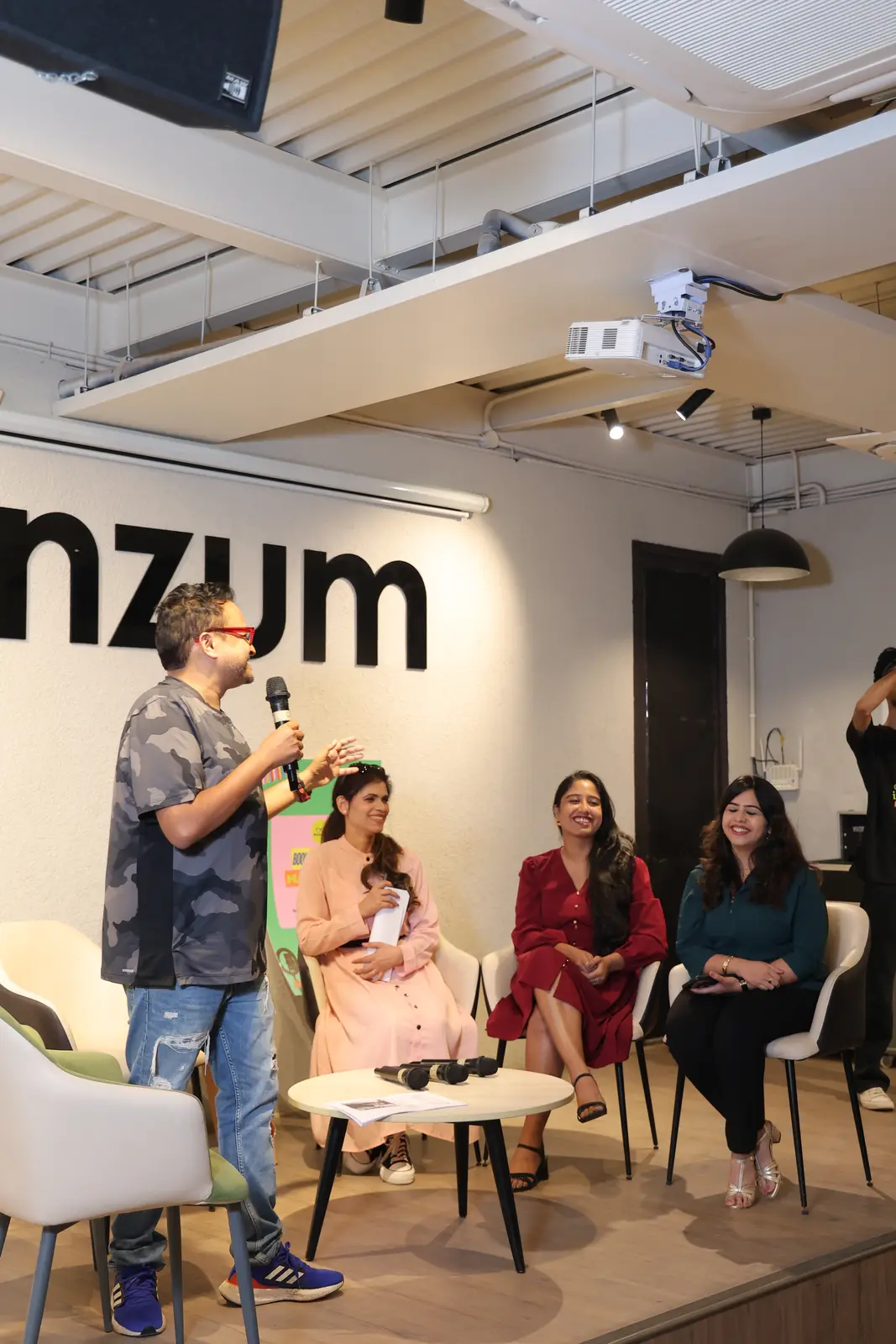 A panelist answering a question