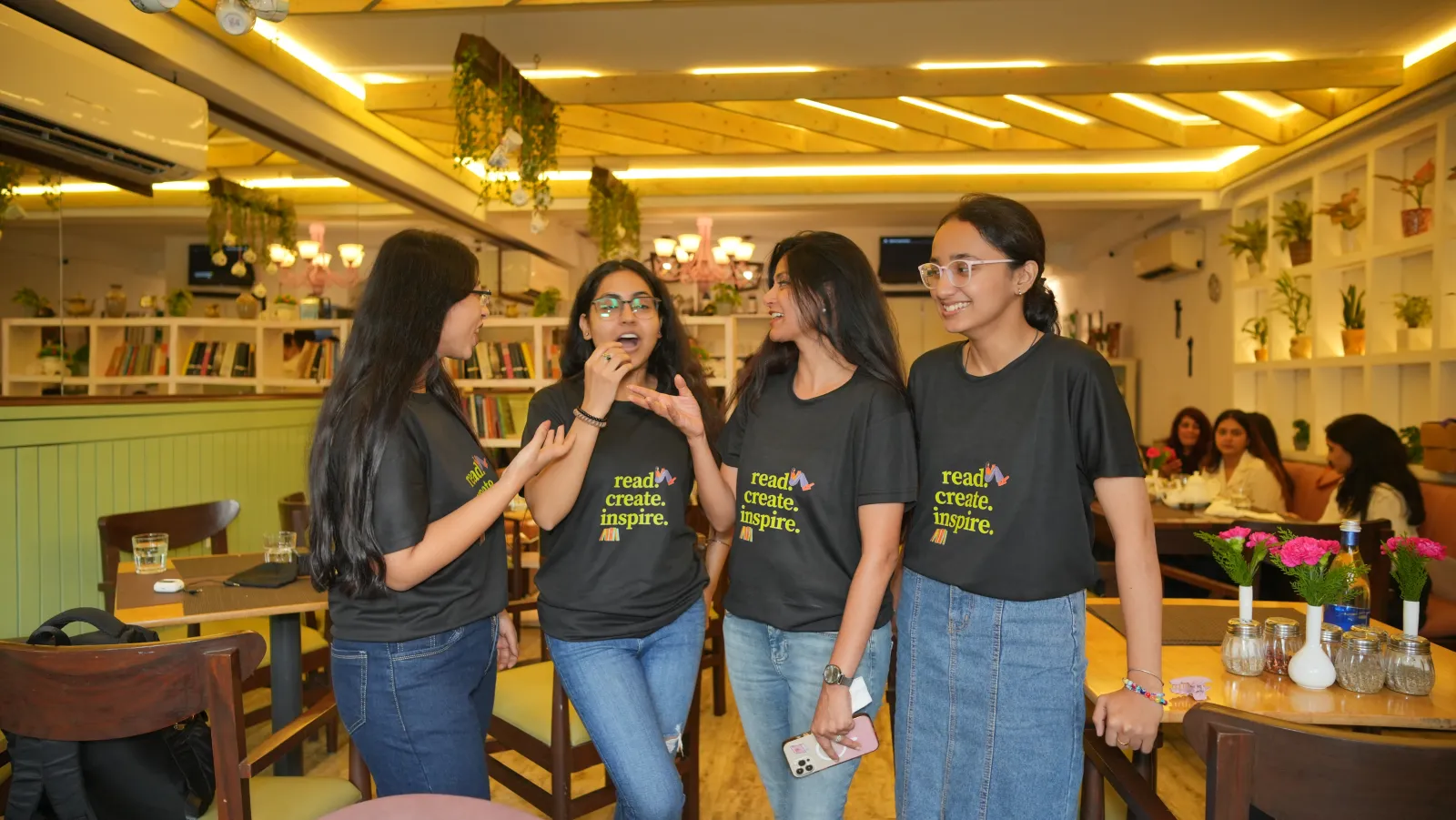 A candid moment at the after-party
